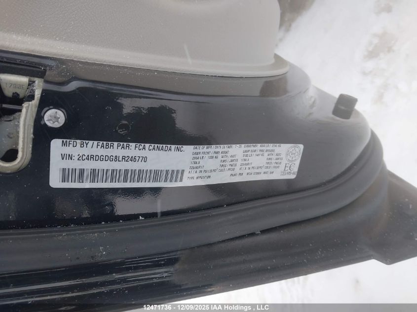 2020 Dodge Grand Caravan Crew VIN: 2C4RDGDG8LR246770 Lot: 12471736