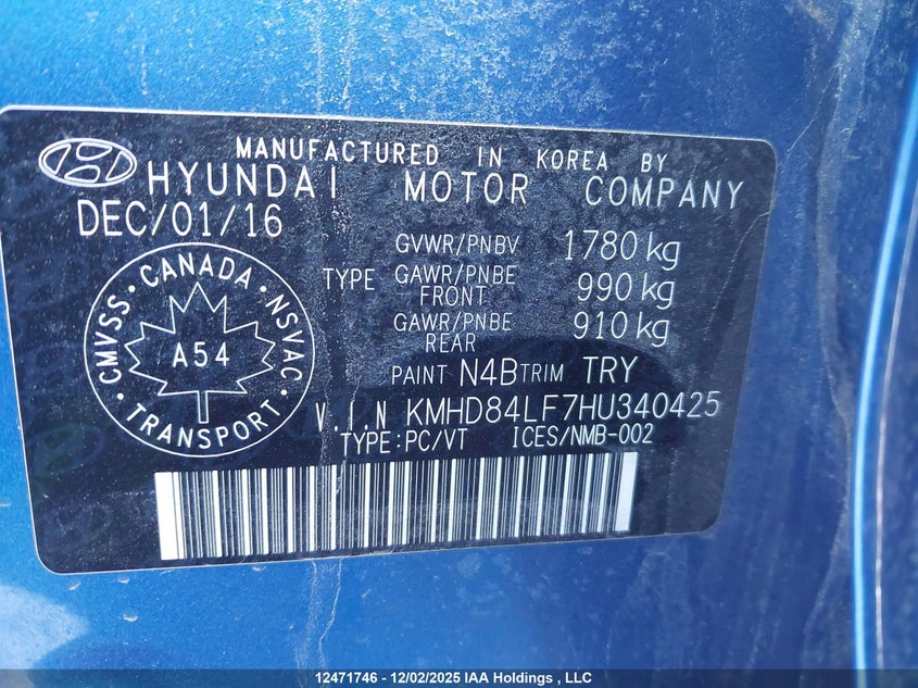 KMHD84LF7HU340425 2017 HYUNDAI ELANTRA photo no. 9