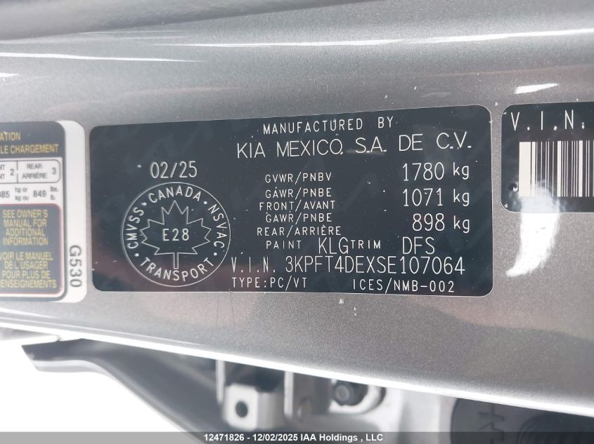 2025 Kia K4 Lx VIN: 3KPFT4DEXSE107064 Lot: 12471826