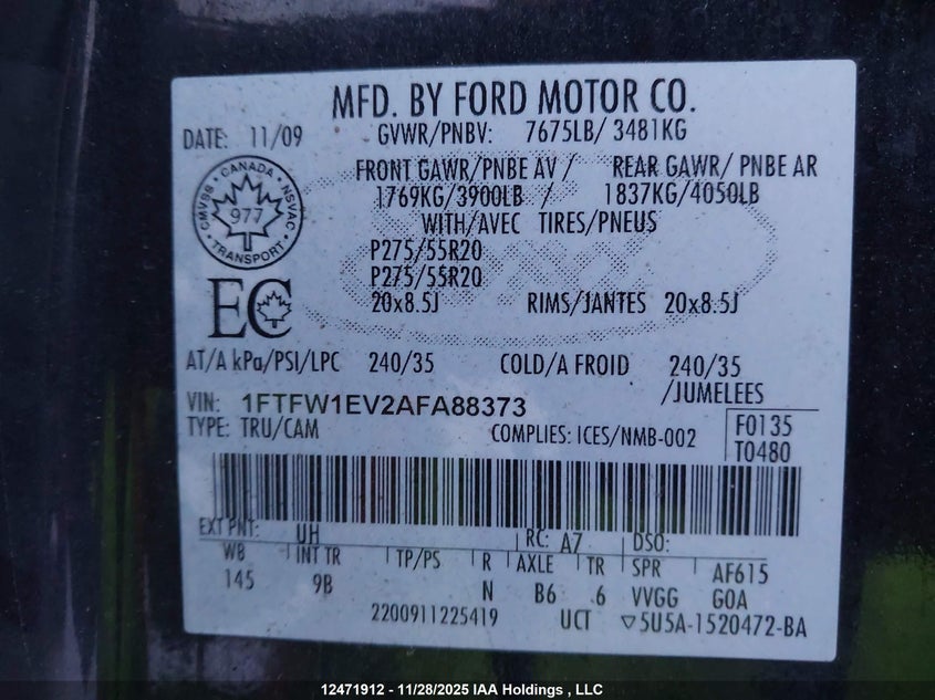 1FTFW1EV2AFA88373 2010 FORD F-150 photo no. 18