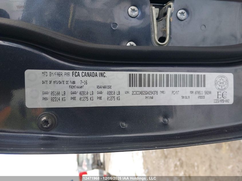 2016 Chrysler 300 S VIN: 2C3CCABG5GH294378 Lot: 12471968