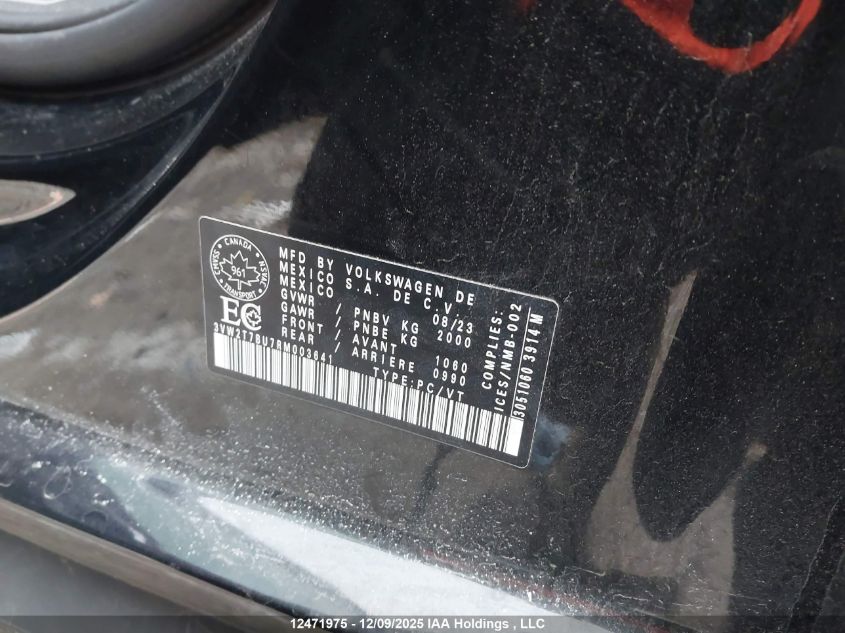 2024 Volkswagen Jetta Gli VIN: 3VW2T7BU7RM003641 Lot: 12471975