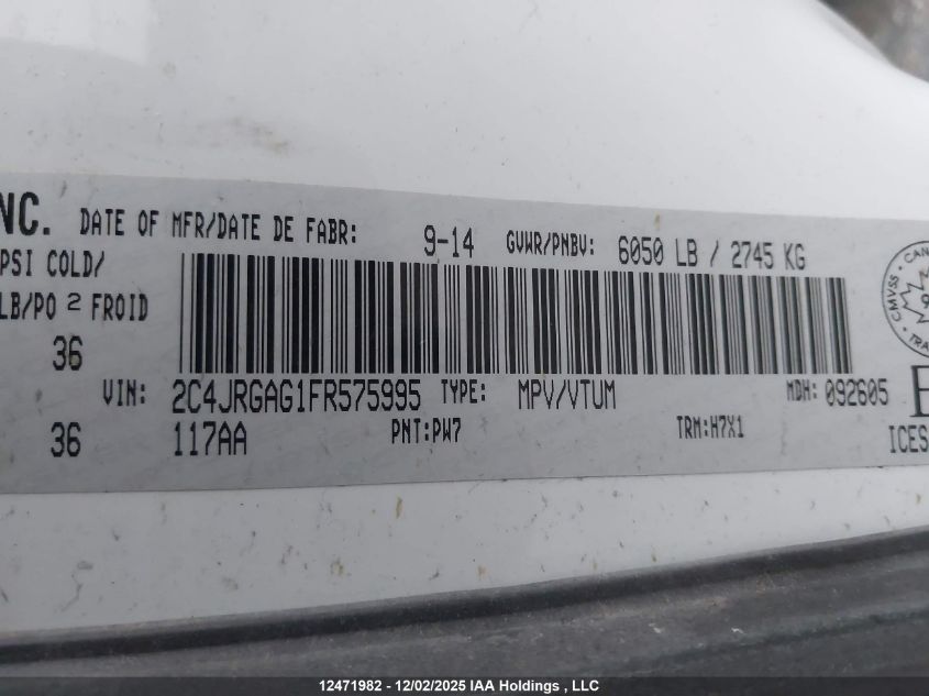 2015 Ram Tradesman VIN: 2C4JRGAG1FR575995 Lot: 12471982