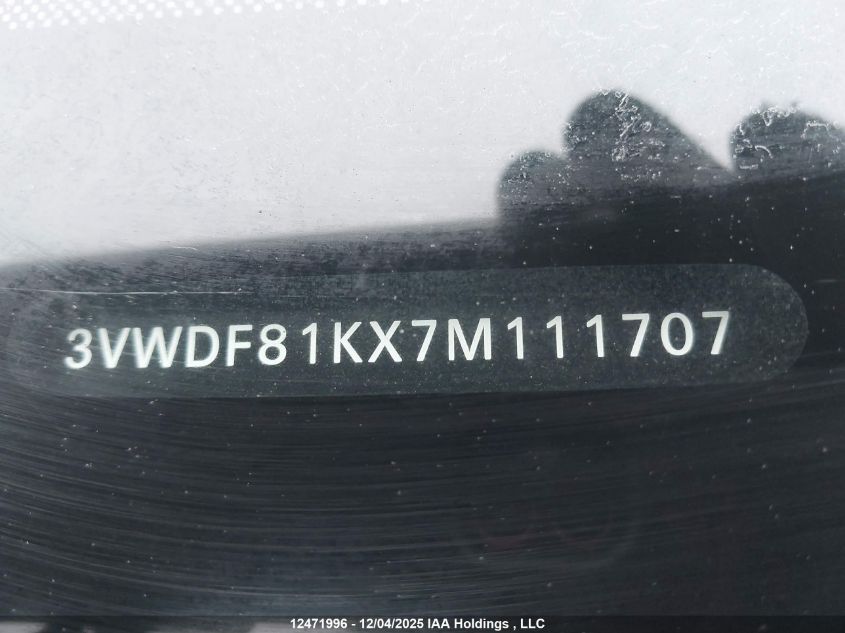 2007 Volkswagen Jetta 2.5 VIN: 3VWDF81KX7M111707 Lot: 12471996