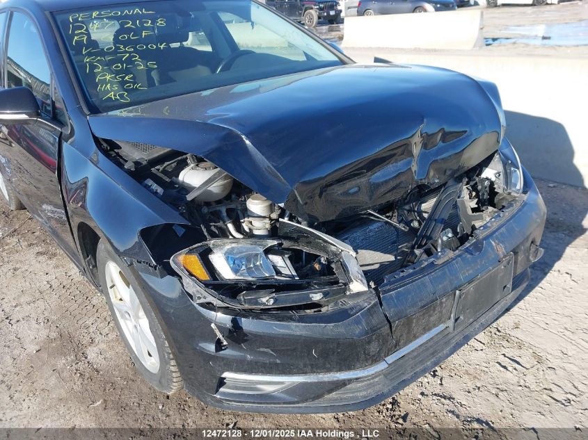 2019 Volkswagen Golf S/Se VIN: 3VWW57AU6KM036004 Lot: 12472128