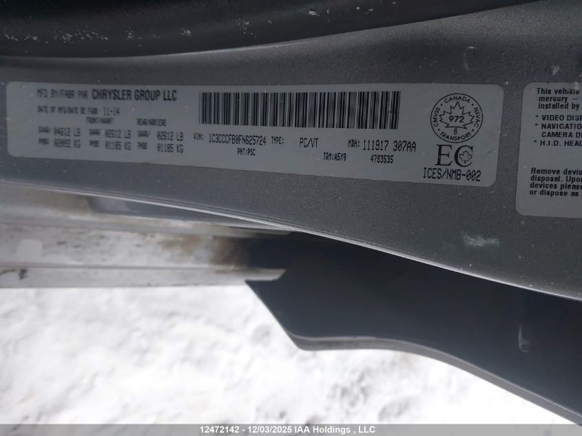 2015 Chrysler 200 VIN: 1C3CCCFB0FN625724 Lot: 12472142