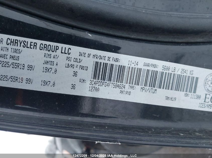 2015 Dodge Journey R/T VIN: 3C4PDDFG4FT584624 Lot: 12472209