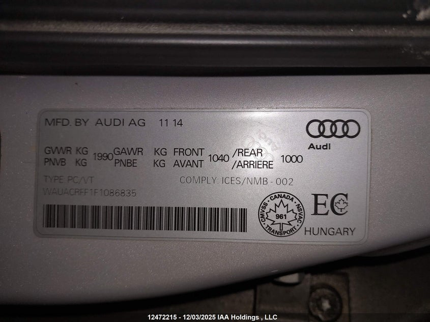 WAUACRFF1F1086835 2015 AUDI A3 photo no. 19