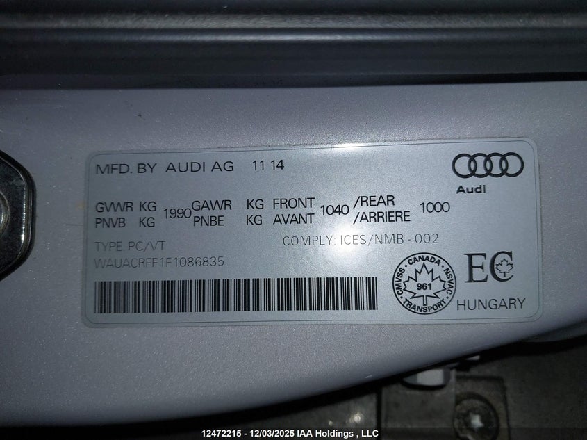 WAUACRFF1F1086835 2015 AUDI A3 photo no. 9