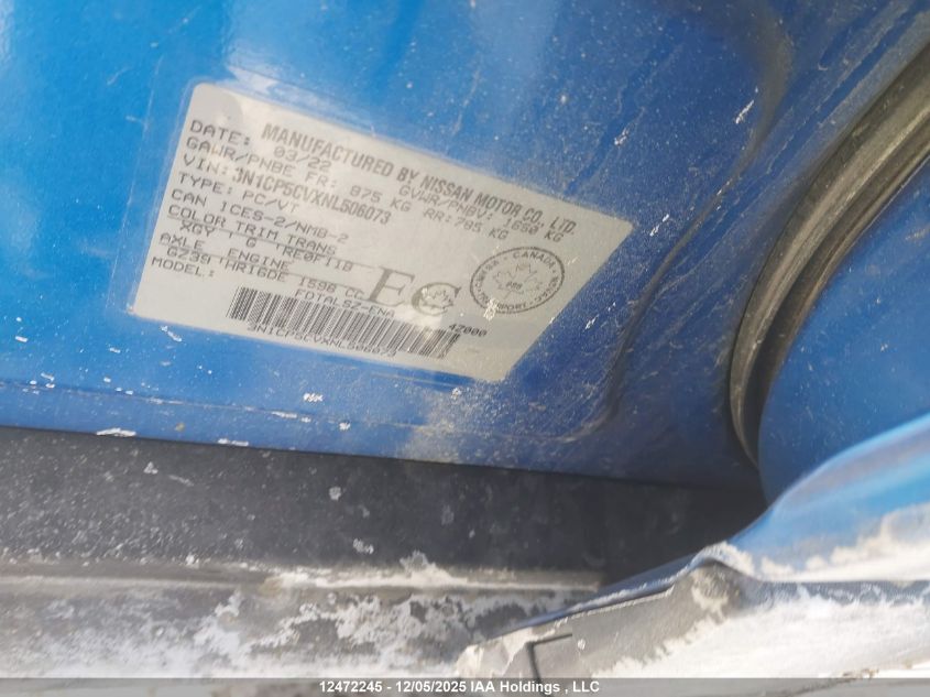 2022 Nissan Kicks Sv VIN: 3N1CP5CVXNL506073 Lot: 12472245