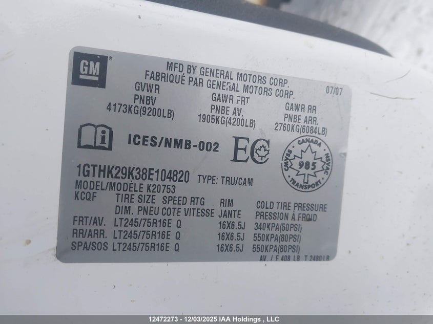 1GTHK29K38E104820 2008 GMC SIERRA photo no. 18