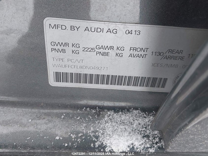 WAUFFCFL8DN049271 2013 AUDI A4 photo no. 9
