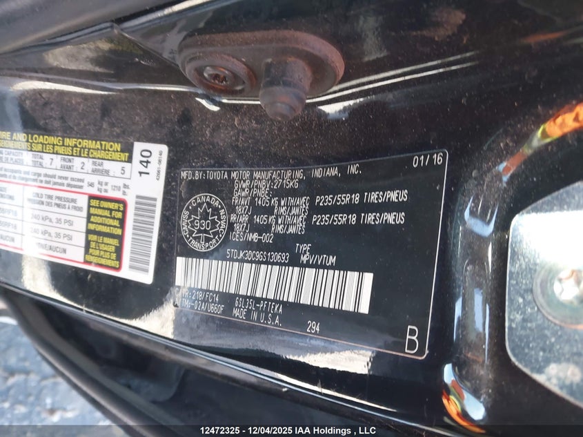 5TDJK3DC9GS130693 2016 TOYOTA SIENNA photo no. 18