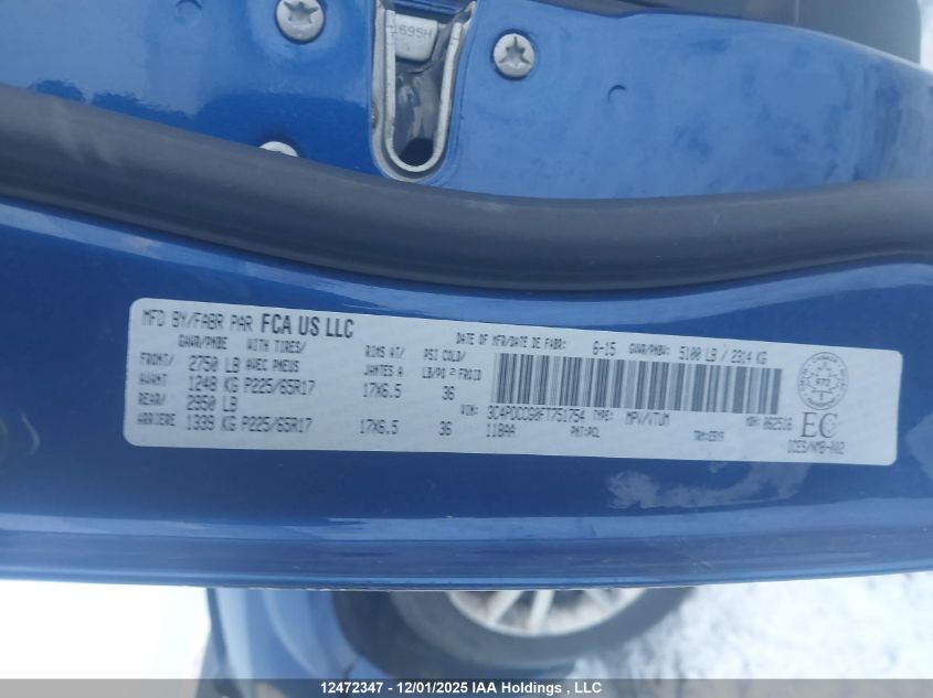 2015 Dodge Journey Sxt/Limited VIN: 3C4PDCCG0FT751754 Lot: 12472347