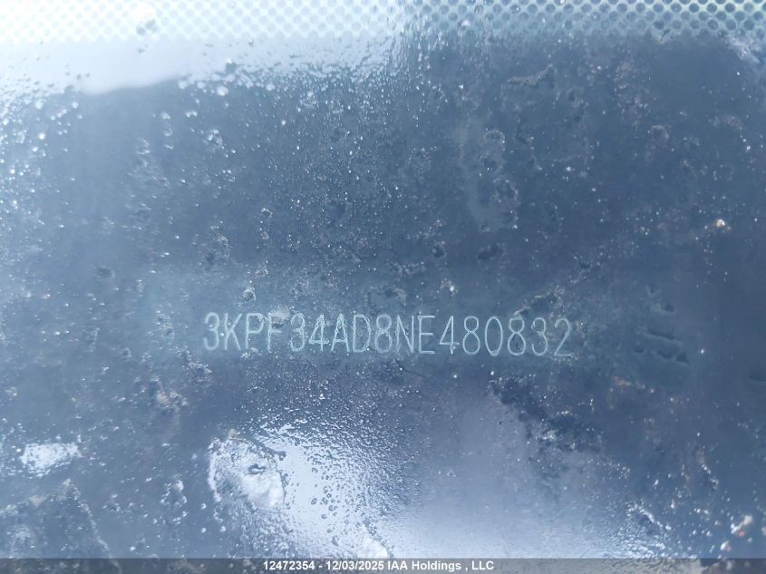 2022 Kia Forte Ex/Ex Premium/Ex+/Gt-Line VIN: 3KPF34AD8NE480832 Lot: 12472354