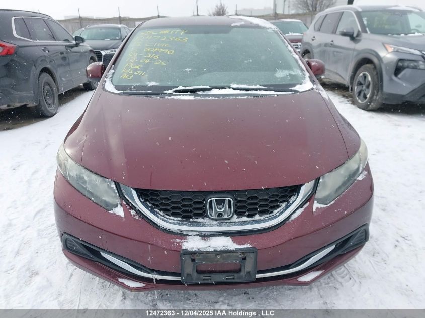 2013 Honda Civic Lx VIN: 2HGFB2F44DH001990 Lot: 12472363