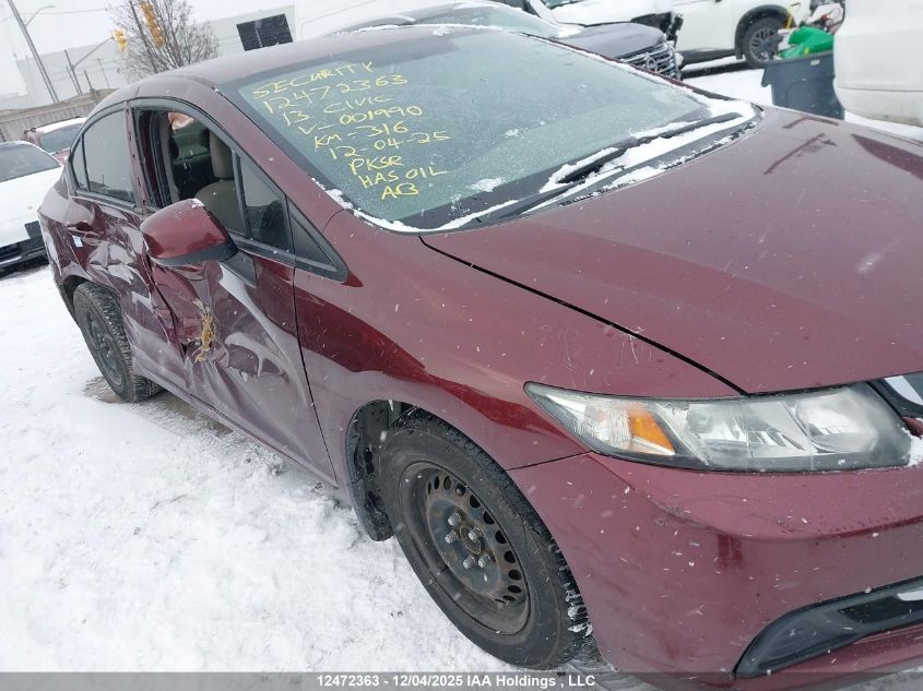 2013 Honda Civic Lx VIN: 2HGFB2F44DH001990 Lot: 12472363