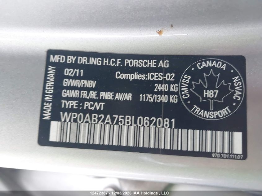 WP0AB2A75BL062081 2011 PORSCHE PANAMERA photo no. 9