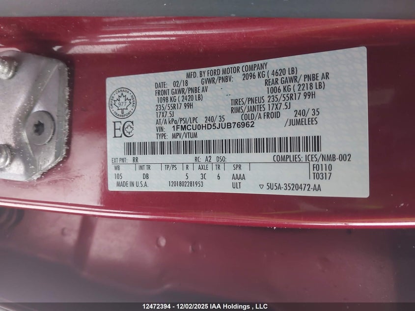 1FMCU0HD5JUB76962 2018 FORD ESCAPE photo no. 19
