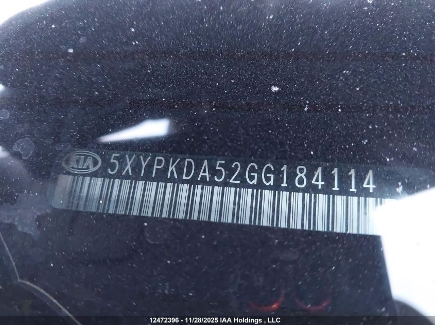 2016 Kia Sorento 3.3L Sx/3.3L Sx+ VIN: 5XYPKDA52GG184114 Lot: 12472396