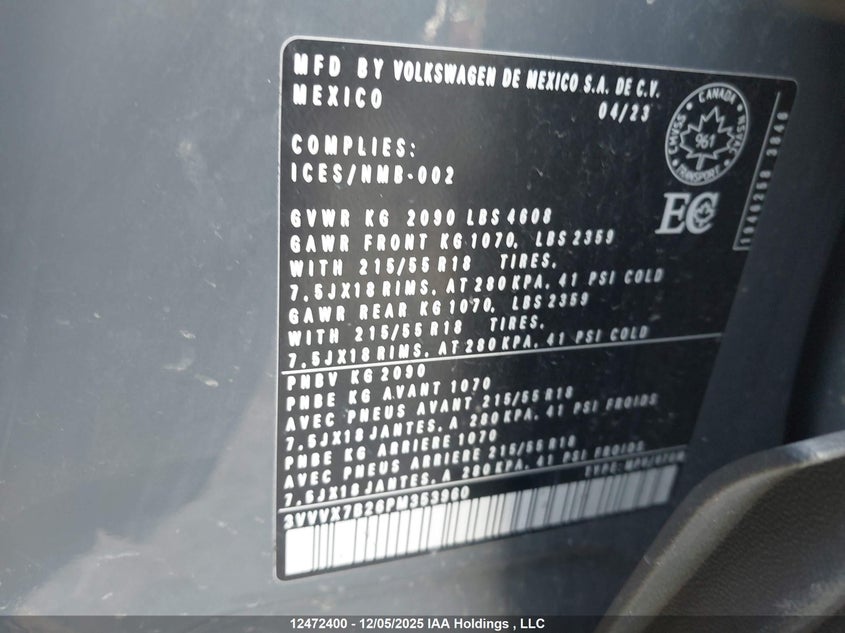 3VVVX7B26PM353960 2023 VOLKSWAGEN TAOS photo no. 18