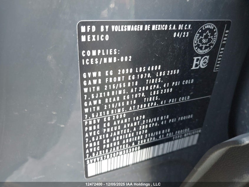 3VVVX7B26PM353960 2023 VOLKSWAGEN TAOS photo no. 9