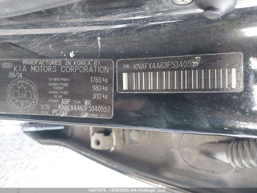 2015 Kia Forte 1.8L Lx/1.8L Lx+/Lx+ Winter Edition VIN: KNAFX4A63F5340557 Lot: 12472475