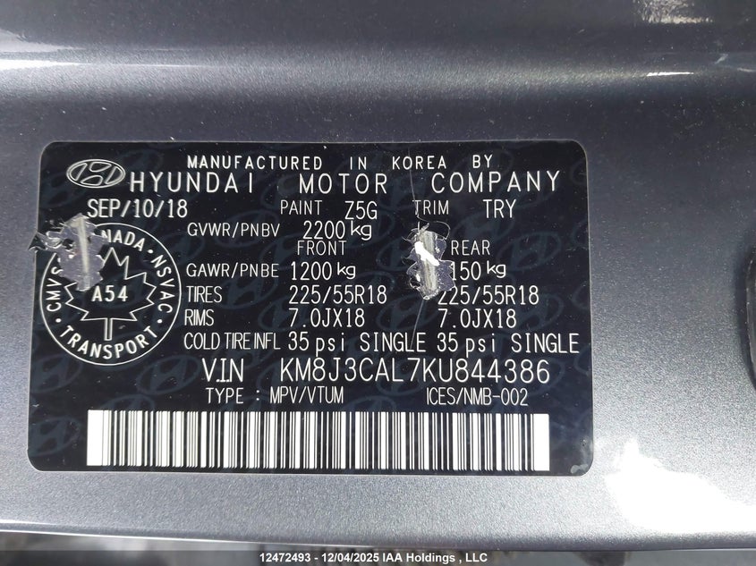 KM8J3CAL7KU844386 2019 HYUNDAI TUCSON photo no. 9