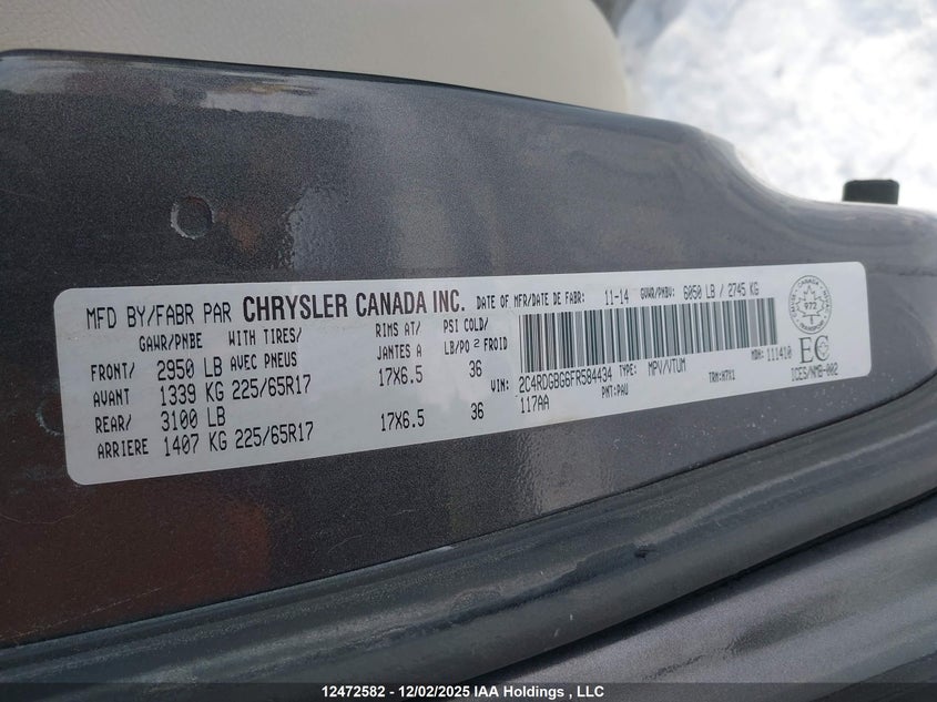 2C4RDGBG6FR584434 2015 DODGE CARAVAN photo no. 9
