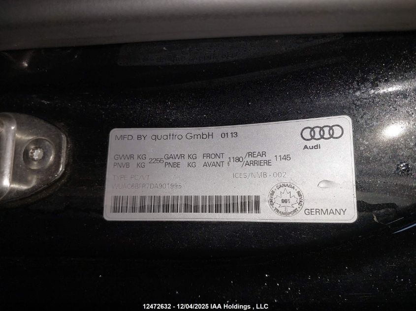 2013 Audi Rs5 VIN: WUAC6BFR7DA901995 Lot: 12472632