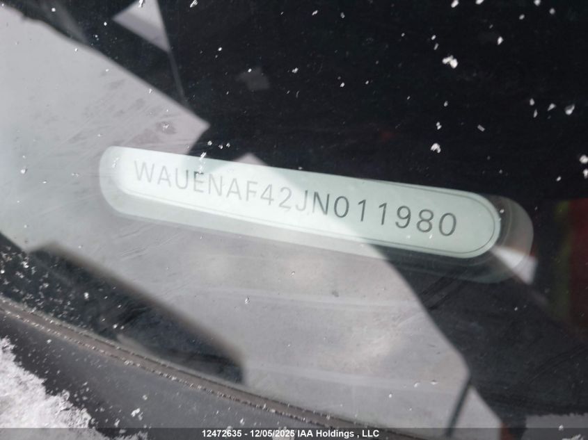 2018 Audi A4 2.0T Progressiv VIN: WAUENAF42JN011980 Lot: 12472635