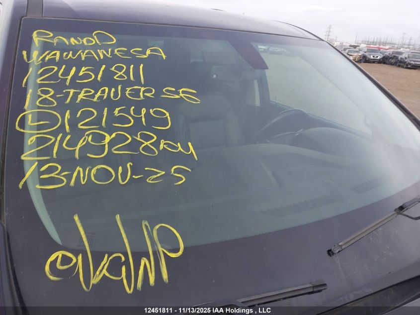 2018 Chevrolet Traverse 3Lt VIN: 1GNEVHKW3JJ121549 Lot: 12451811X