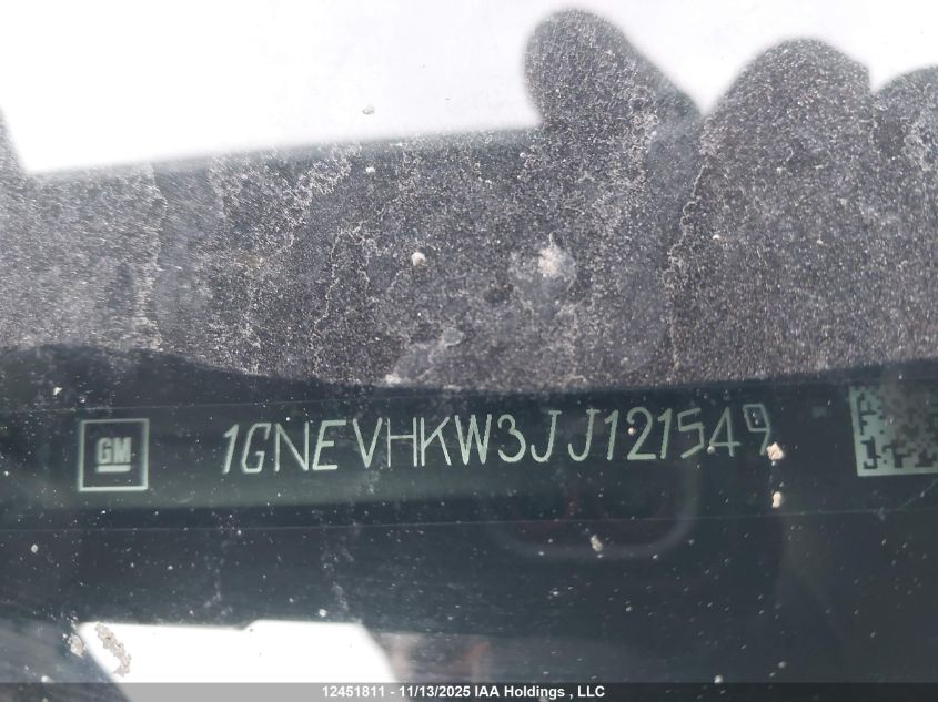 2018 Chevrolet Traverse 3Lt VIN: 1GNEVHKW3JJ121549 Lot: 12451811X