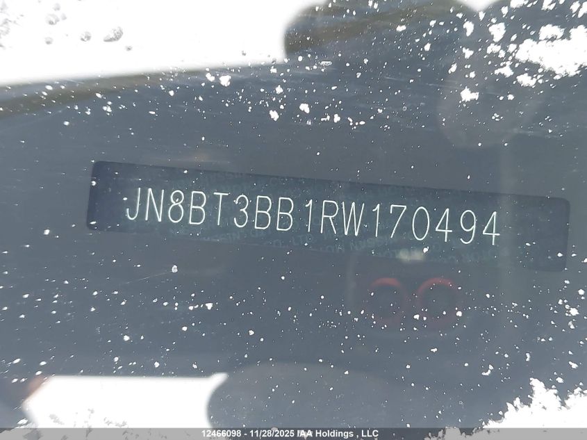 2024 Nissan Rogue Sv Moonroof VIN: JN8BT3BB1RW170494 Lot: 12466098X