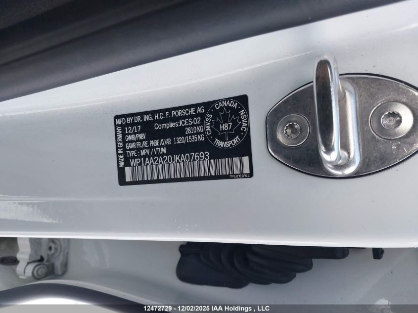 2018 Porsche Cayenne Platinum Edition VIN: WP1AA2A20JKA07693 Lot: 12472729