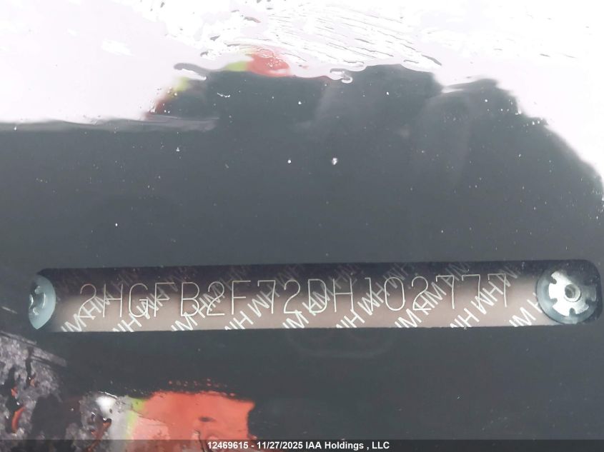 2013 Honda Civic Touring VIN: 2HGFB2F72DH102777 Lot: 12469615X