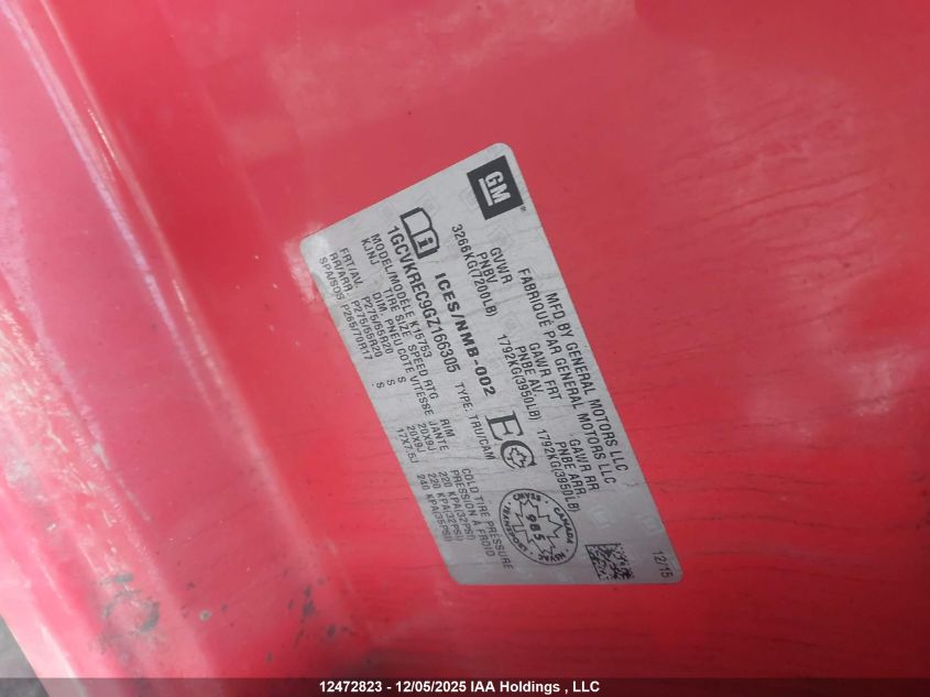 2016 Chevrolet Silverado 1500 VIN: 1GCVKREC9GZ166305 Lot: 12472823