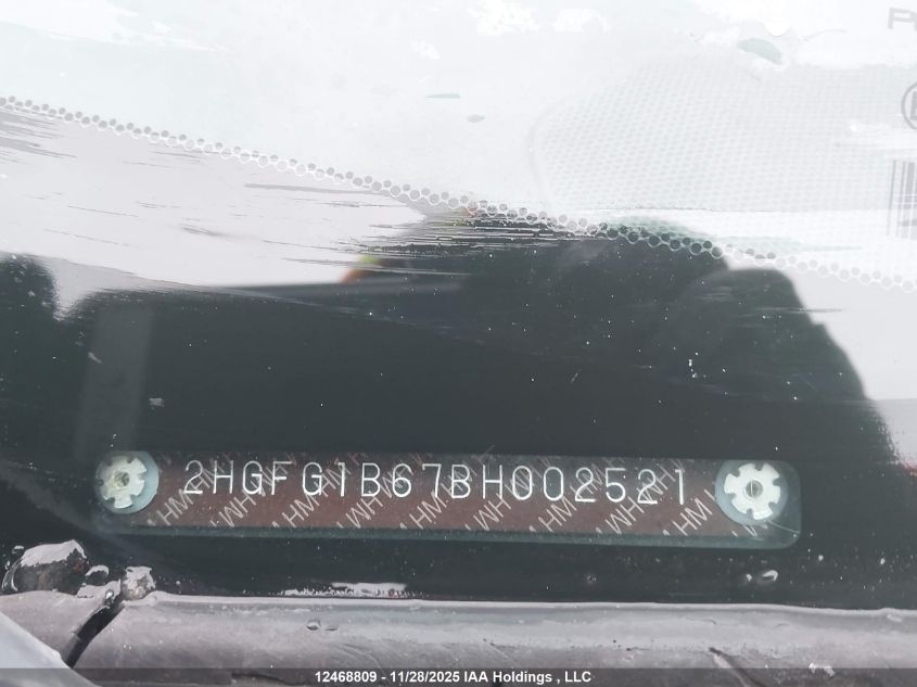 2011 Honda Civic Se VIN: 2HGFG1B67BH002521 Lot: 12468809X