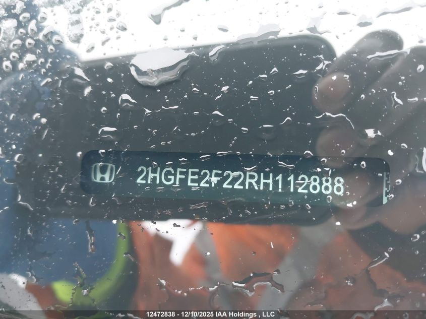 2024 Honda Civic Lx-B VIN: 2HGFE2F22RH112888 Lot: 12472838
