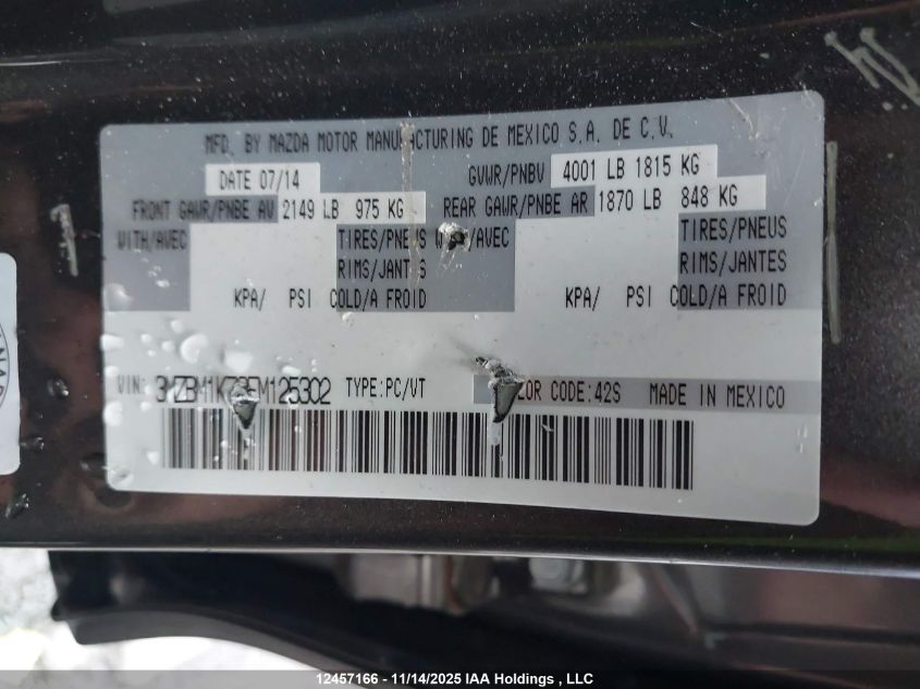 2015 Mazda Mazda3 Gx VIN: 3MZBM1K73FM125302 Lot: 12457166X