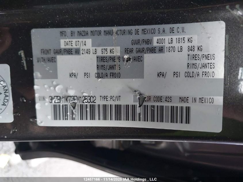 2015 Mazda Mazda3 Gx VIN: 3MZBM1K73FM125302 Lot: 12457166X