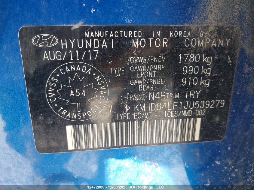 KMHD84LF1JU539279 2018 HYUNDAI ELANTRA photo no. 18
