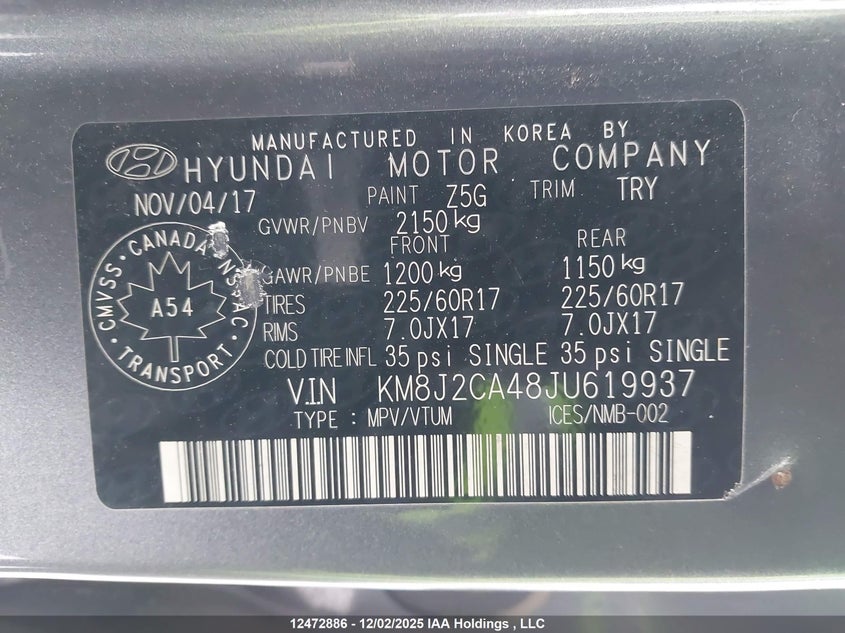KM8J2CA48JU619937 2018 HYUNDAI TUCSON photo no. 9