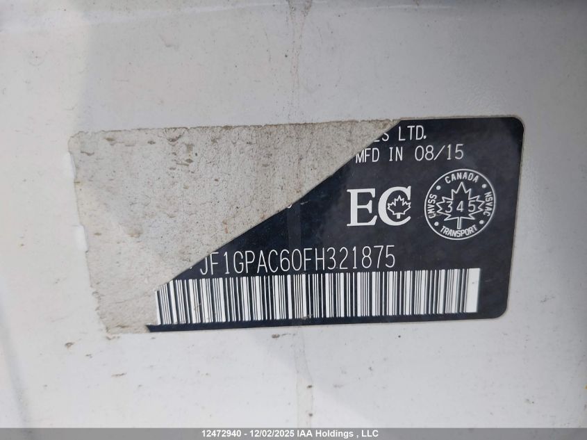 2015 Subaru Impreza Premium VIN: JF1GPAC60FH321875 Lot: 12472940