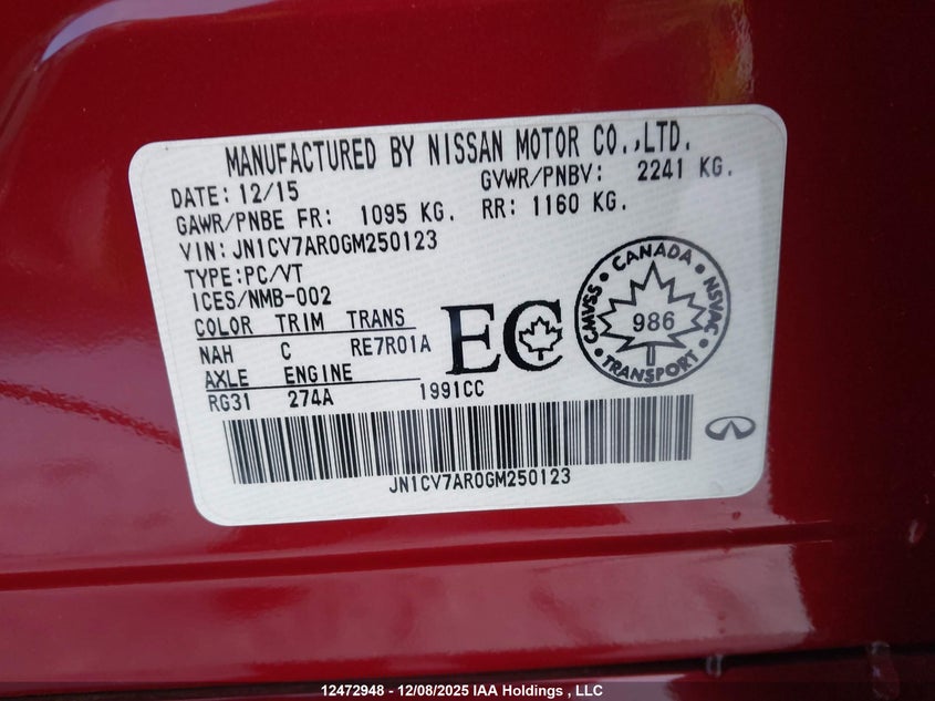 JN1CV7AR0GM250123 2016 INFINITI Q50 photo no. 9