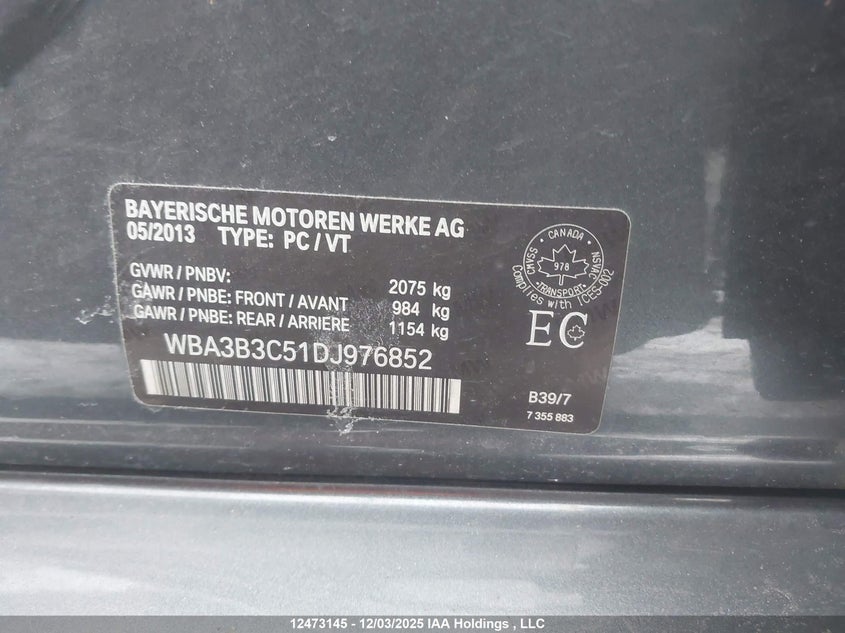 WBA3B3C51DJ976852 2013 BMW 3ER photo no. 9