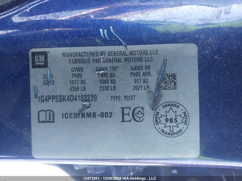 2013 Buick Verano VIN: 1G4PP5SK4D4183239 Lot: 12473201