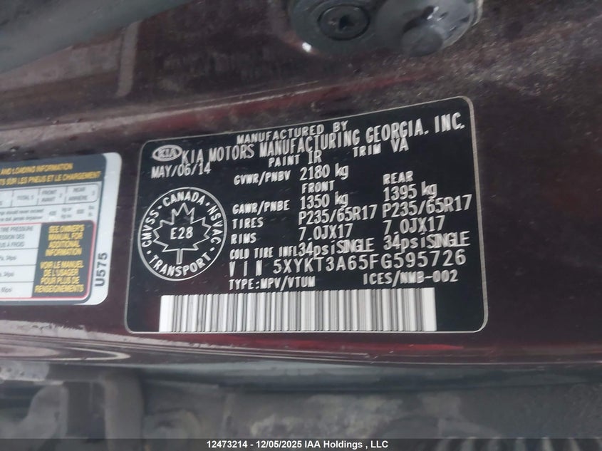 5XYKT3A65FG595726 2015 KIA SORENTO photo no. 9