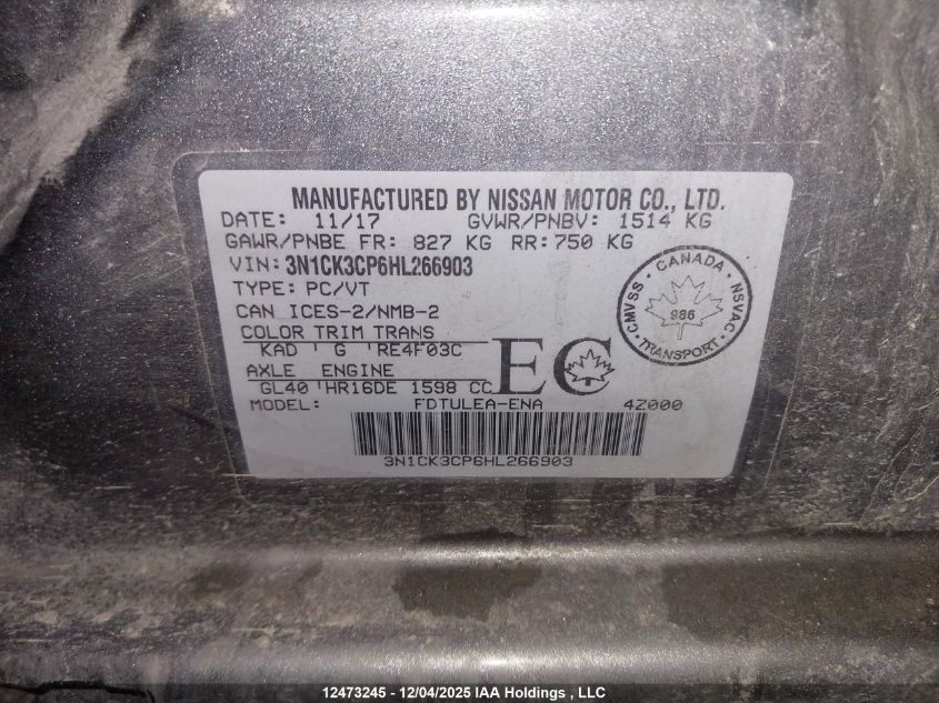 2017 Nissan Micra VIN: 3N1CK3CP6HL266903 Lot: 12473245