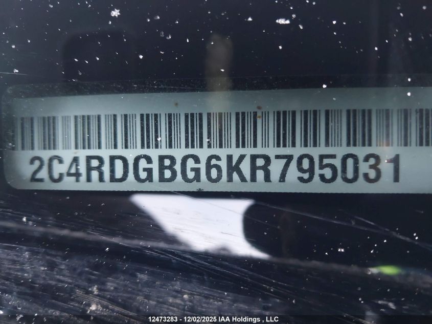 2019 Dodge Grand Caravan Cvp/Sxt VIN: 2C4RDGBG6KR795031 Lot: 12473283